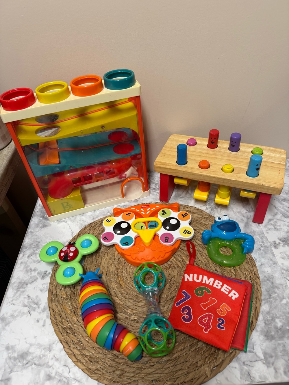 Colorful Wooden Peg Bench and Multi-Toy Set for Kids - Multicolor